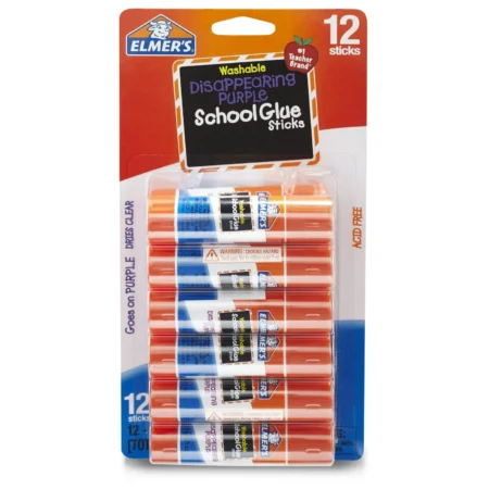 Elmer's Disappearing Purple Washable School Glue Sticks, 0.21 oz, 12 Count